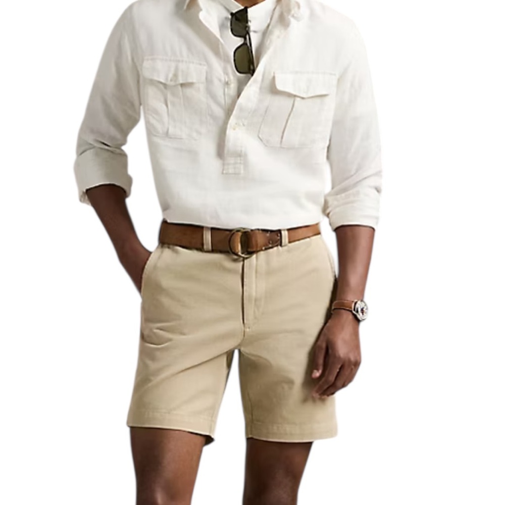 Ralph Lauren Men's Beige Flat Front Shorts
